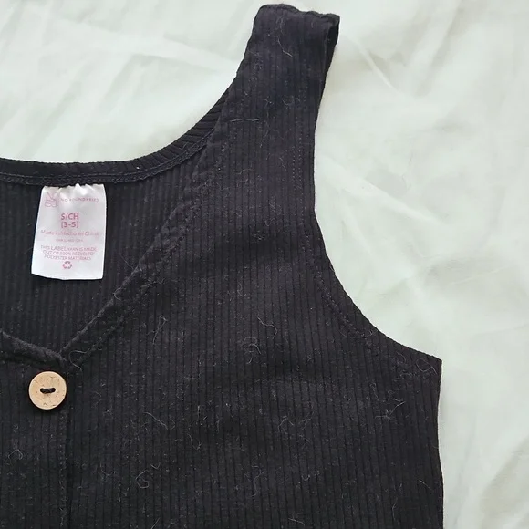 No Boundaries Black Ribbed Tank with Buttons, Size S - Picture 3 of 5